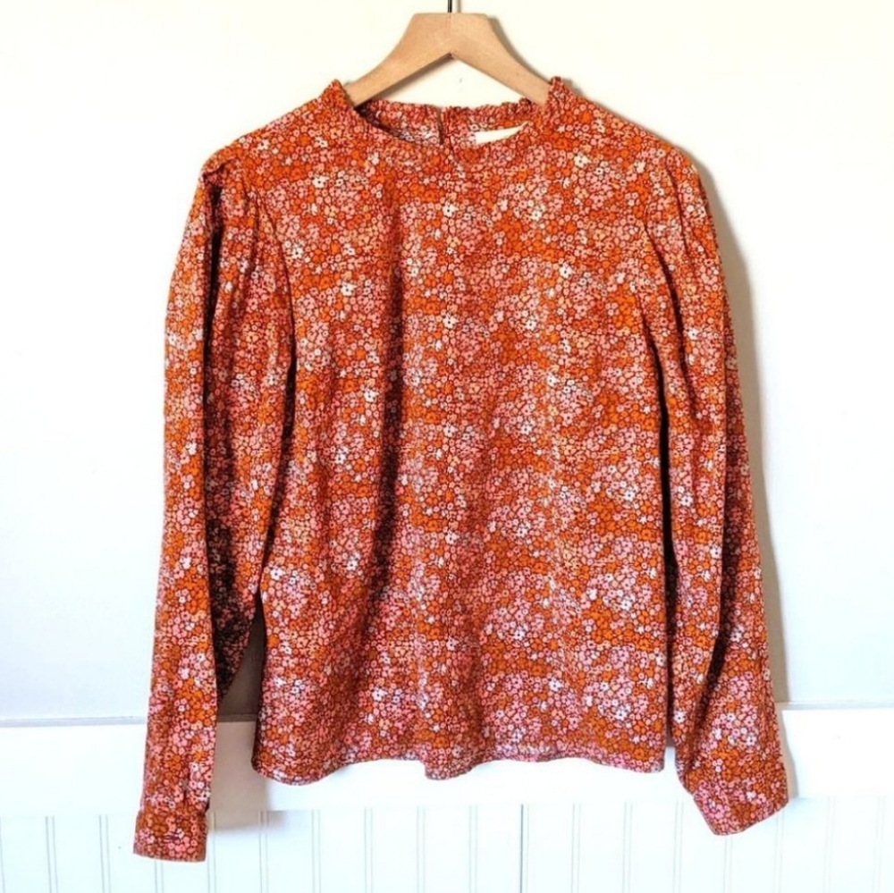 Colorful  Floral Blouse, Long Sleeve